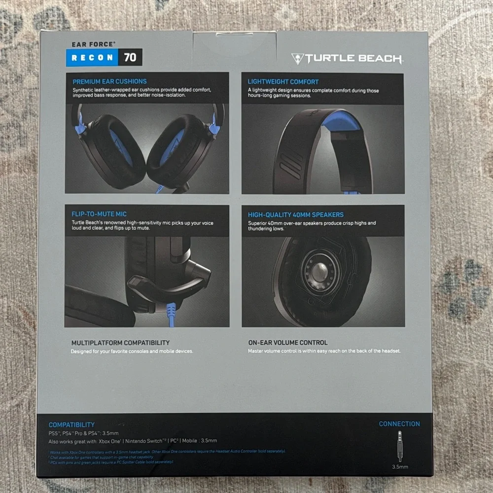 Recon 70 Gaming Headset - Black and Blue for PS5 and PS4 PlayStation